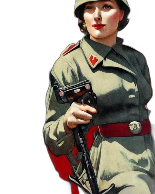weapon, jacket, staff, dress, photorealistic, concept art, comic book art, soviet transparent PNG cut-out