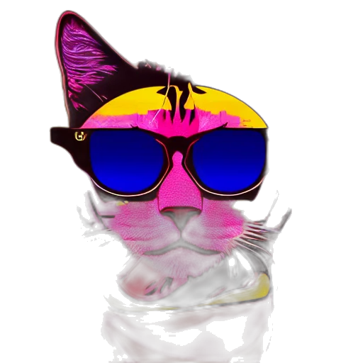 animal, staff, hat, vaporwave transparent PNG cut-out