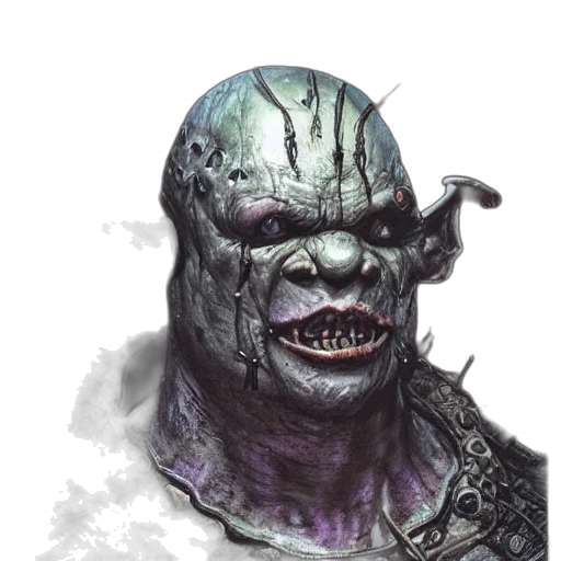 mask, face, creature, staff, concept art, fantasy art, comic book art, photorealistic transparent PNG cut-out