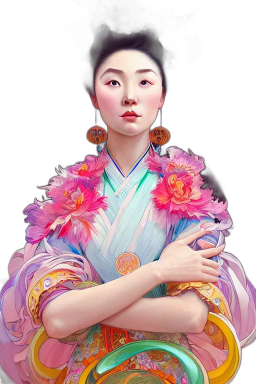 face, dress, jewelry, staff transparent PNG cut-out