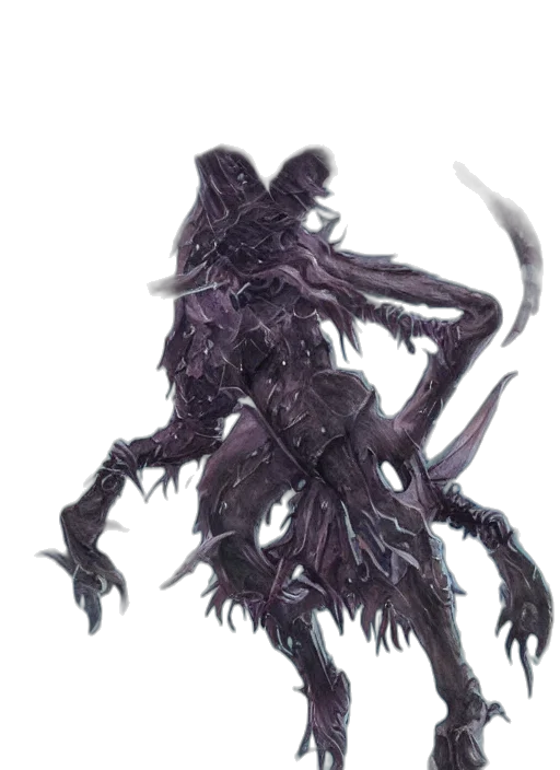 creature, dragon, mask, staff, concept art, 3d render, fantasy art, dark transparent PNG cut-out
