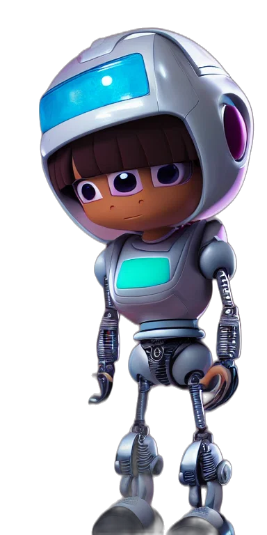 robot, staff, 3d render, concept art transparent PNG cut-out