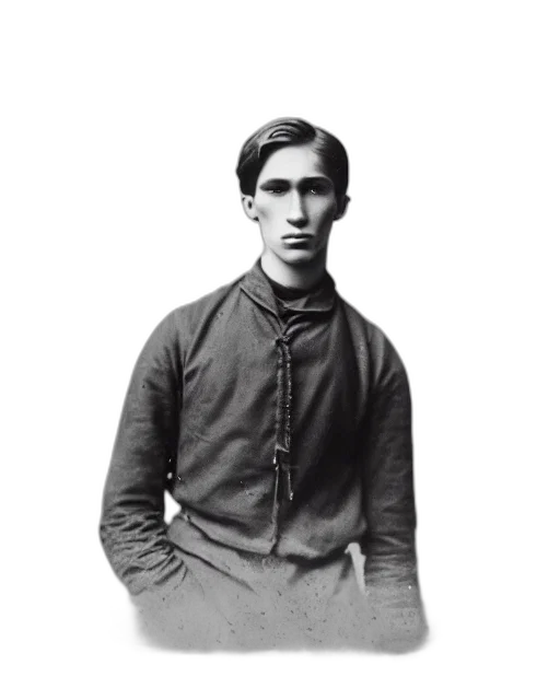 face, jacket, staff, hair, photorealistic, tintype, photo, alyosha transparent PNG cut-out