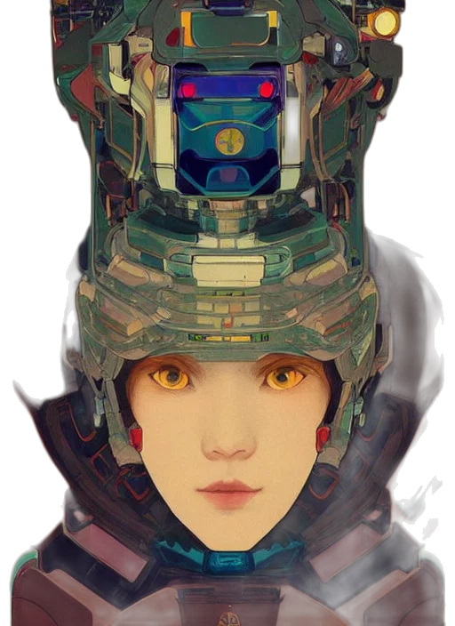 robot, face, mask, hat, cyberpunk, concept art, pixel art, fantasy art transparent PNG cut-out