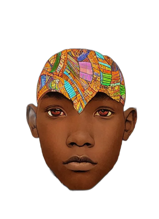 face, mask, hat, crown, 3d render, photorealistic, pixel art, concept art transparent PNG cut-out