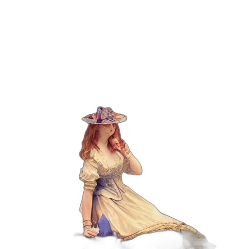 hat, dress, staff, creature transparent PNG cut-out