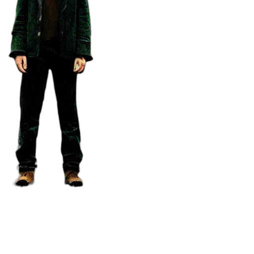 jacket, staff, 3d render, pixel art transparent PNG cut-out