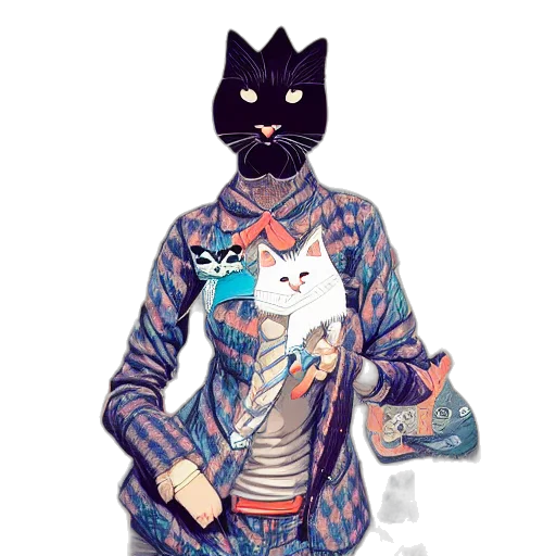 jacket, mask, animal, anime, comic book art, vaporwave, pixel art, monochrome transparent PNG cut-out