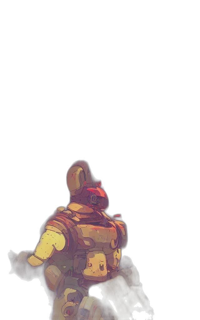 robot, weapon, jacket, mask, watercolor, concept art, pixel art, comic book art transparent PNG cut-out