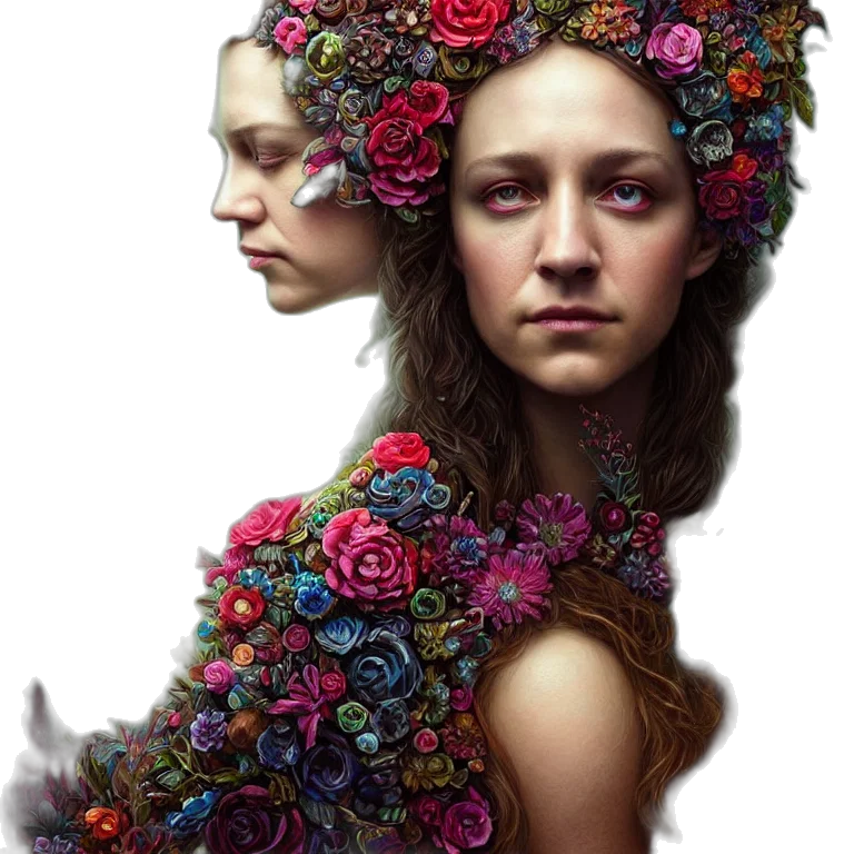 crown, face, flower, dress transparent PNG cut-out