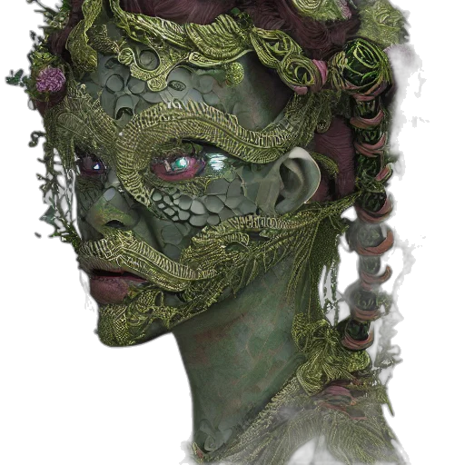 mask, face, creature, crown, concept art, fantasy art, photorealistic, comic book art transparent PNG cut-out
