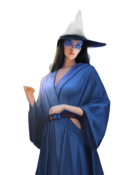 dress, hat, staff, jacket transparent PNG cut-out