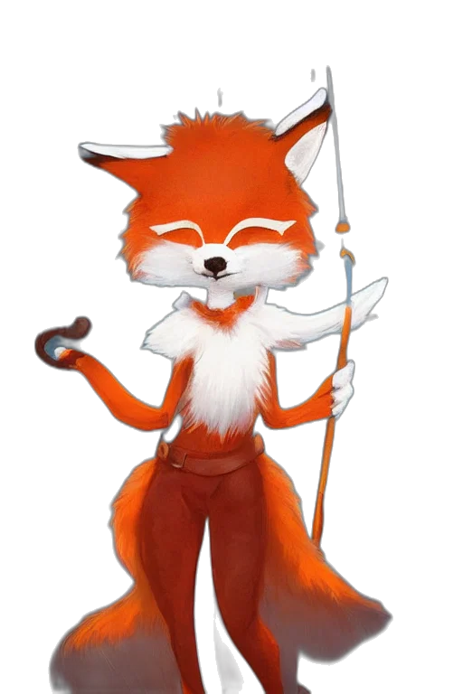 staff, animal, concept art, fantasy art, pixel art, 3d render, fox, princess transparent PNG cut-out