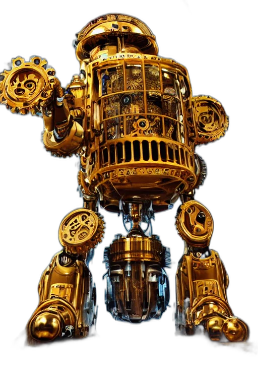 robot, crown, weapon, jewelry, concept art, 3d render, fantasy art, portrait transparent PNG cut-out