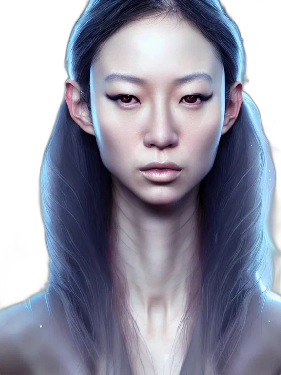 face, hair, fantasy art, photorealistic transparent PNG cut-out
