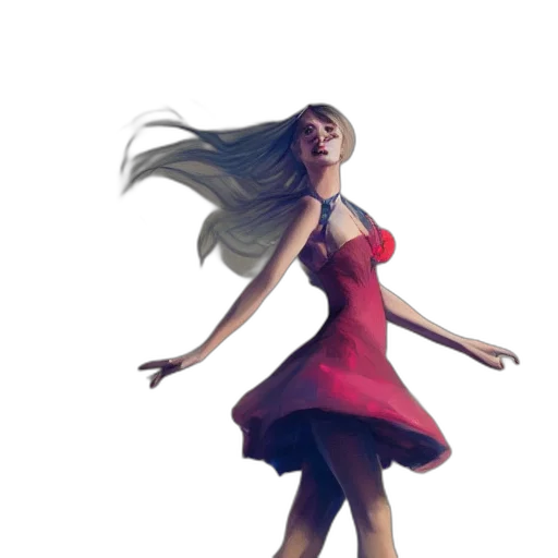 dress, hair, concept art, 3d render transparent PNG cut-out