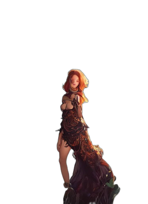 dress, dragon, staff, sword transparent PNG cut-out