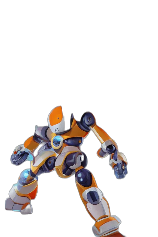 robot, weapon, 3d render, concept art, pixel art, anime, blue, metabots transparent PNG cut-out
