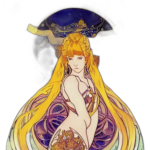 dress, crown, fantasy art, anime, pixel art, concept art, underwater, golden transparent PNG cut-out
