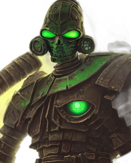 mask, robot, concept art, comic book art, fantasy art, cyberpunk, green, close transparent PNG cut-out