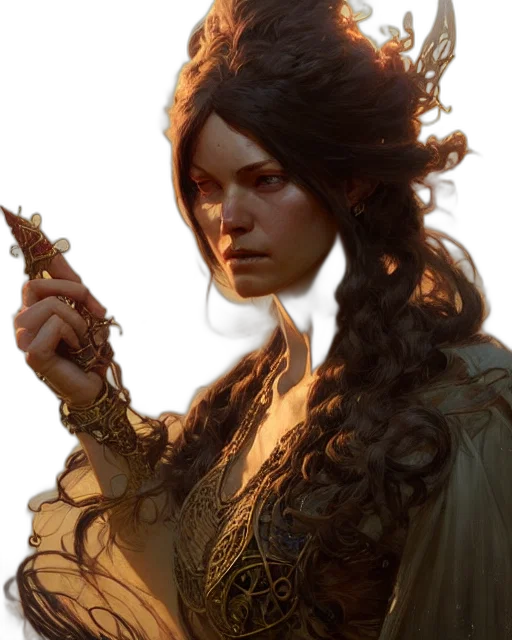 staff, crown, face, jewelry, fantasy art, concept art, photorealistic, comic book art transparent PNG cut-out
