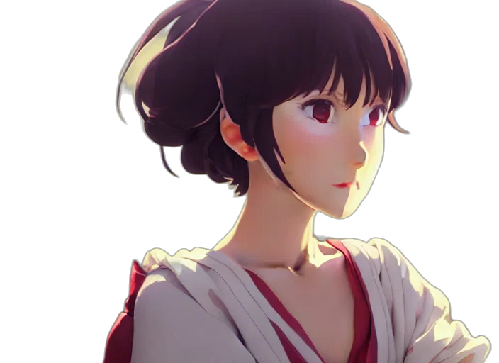face, dress, staff, anime, concept art, photorealistic, fantasy art, red transparent PNG cut-out