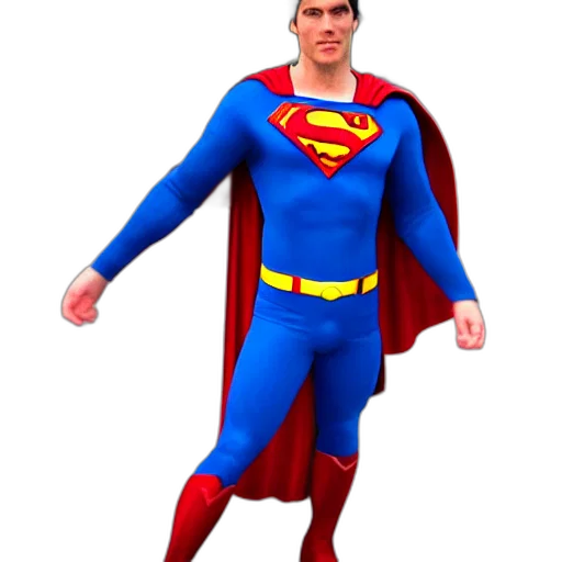 3d render, comic book art, concept art, cartoon, photo, superman, reaching, towards transparent PNG cut-out
