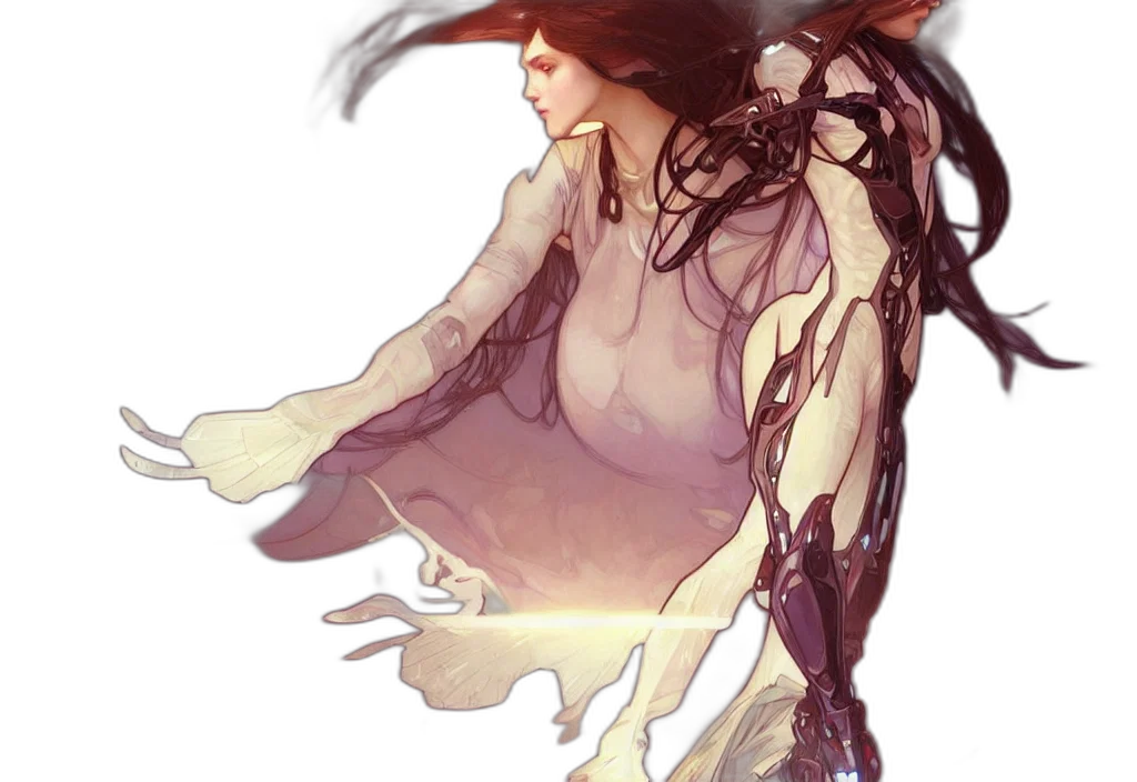 dress, creature, dragon, robot, concept art, fantasy art, comic book art, cyberpunk transparent PNG cut-out