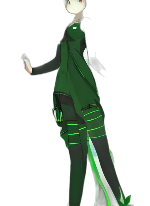jacket, staff, dress, mask, concept art, 3d render, cyberpunk, pixel art transparent PNG cut-out