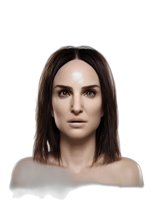 face, robot, mask, hair, 3d render, photorealistic, concept art, fantasy art transparent PNG cut-out