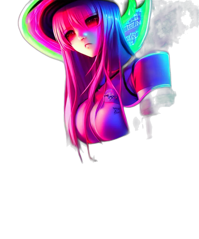 robot, hat, mask, face, vaporwave, cyberpunk, fantasy art, pixel art transparent PNG cut-out