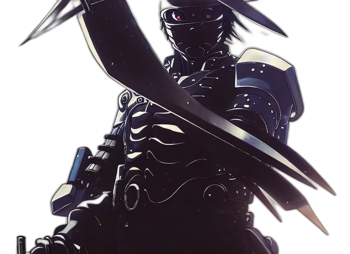 sword, robot, weapon, staff, concept art, comic book art, cyberpunk, anime transparent PNG cut-out