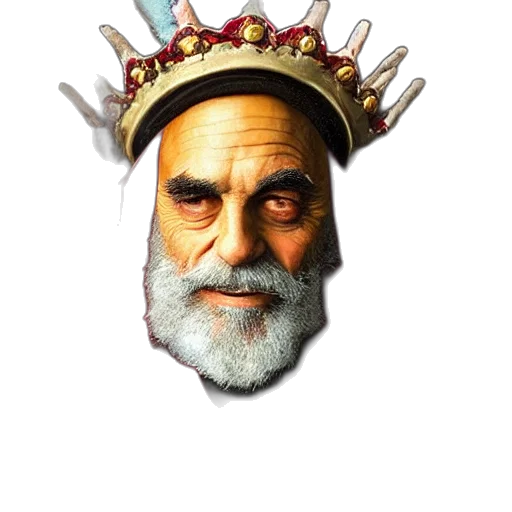 crown, face, hat, staff transparent PNG cut-out