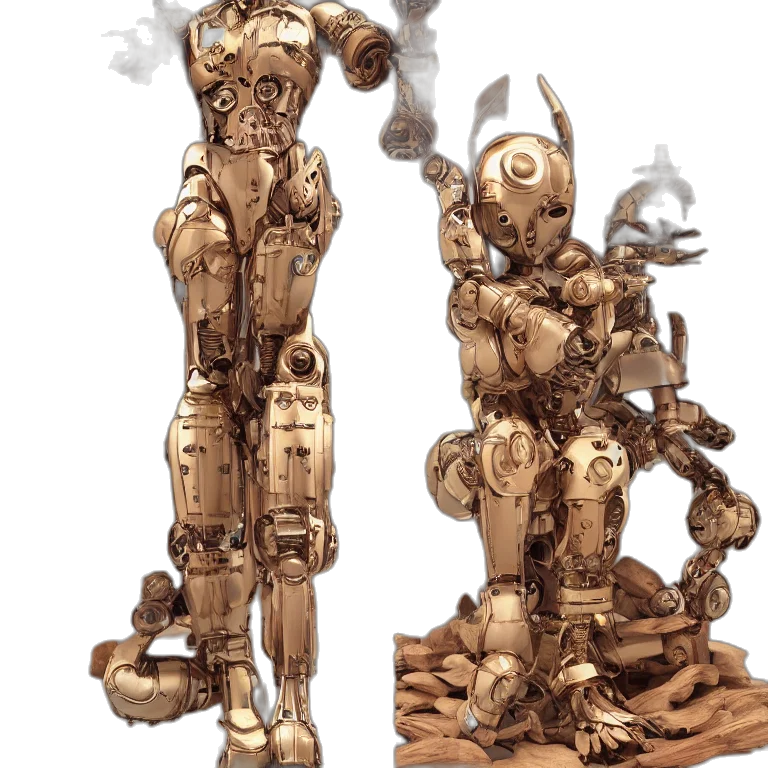 robot, concept art, fantasy art, 3d render, pixel art, earth tones, golden, octane transparent PNG cut-out