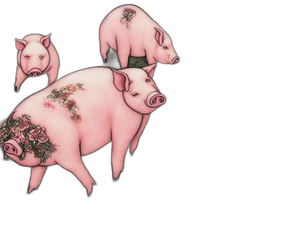 concept art, 3d render, pigs, chie transparent PNG cut-out