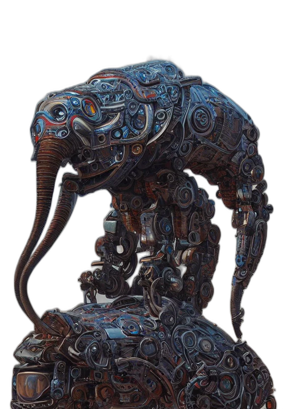 robot, creature, mask, staff, concept art, 3d render, fantasy art, photorealistic transparent PNG cut-out