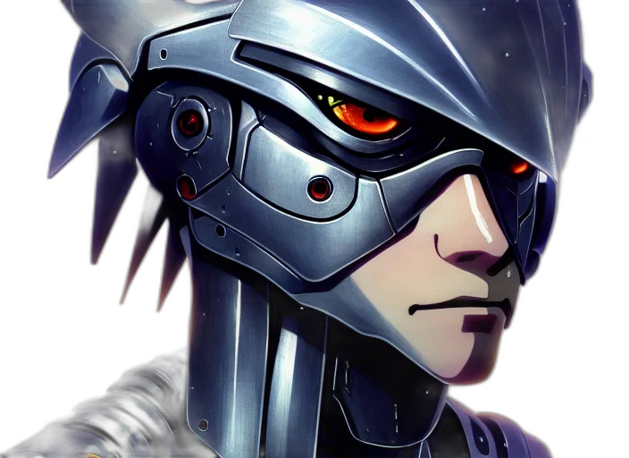 robot, cyberpunk, concept art, comic book art, fantasy art, anime, portrait, cyborg transparent PNG cut-out