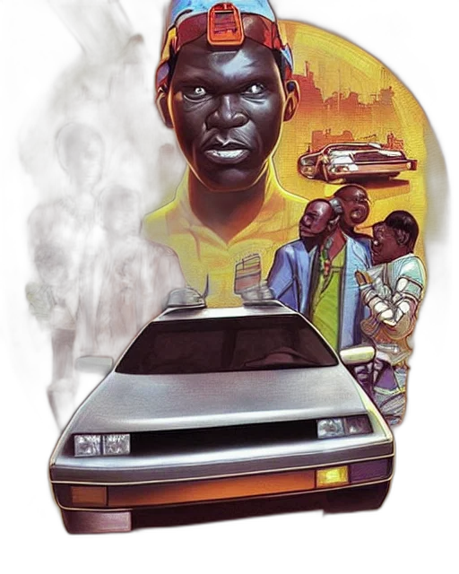 car, concept art, photorealistic, comic book art transparent PNG cut-out