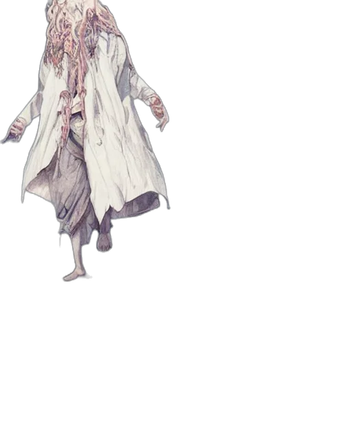 jacket, staff, creature, mask transparent PNG cut-out
