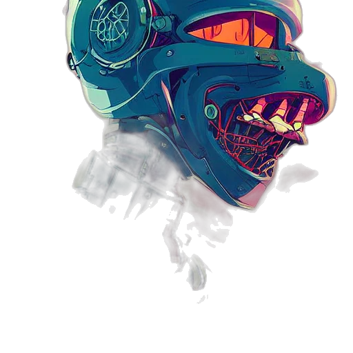 mask, robot, face, creature, cyberpunk, concept art, comic book art, watercolor transparent PNG cut-out