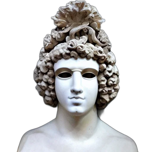 crown, face, mask, hat, vaporwave, photorealistic, 3d render, antinous transparent PNG cut-out