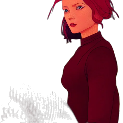 dress, jacket, staff, face transparent PNG cut-out