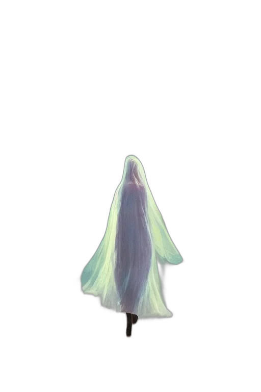 dress, umbrella, staff, creature, concept art, 3d render, pixel art, watercolor transparent PNG cut-out