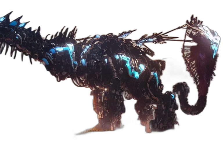dragon, robot, animal, weapon, concept art, 3d render, fantasy art, bristleback transparent PNG cut-out