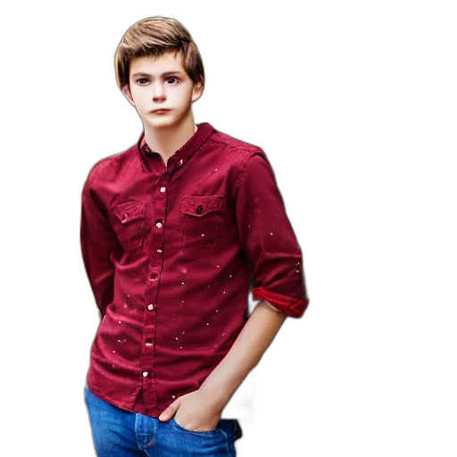jacket, face, photorealistic, 3d render, cartoon, pixel art, red, realistic transparent PNG cut-out