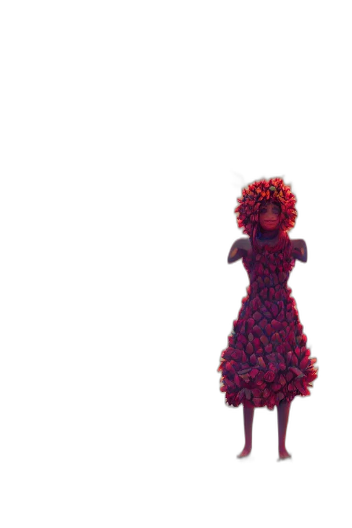dress, flower, hair, crown, 3d render, concept art, pixel art, outer space transparent PNG cut-out