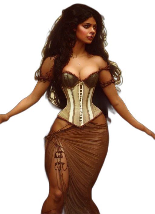 dress, fantasy art, concept art, photorealistic, comic book art, cute, brown, woman transparent PNG cut-out