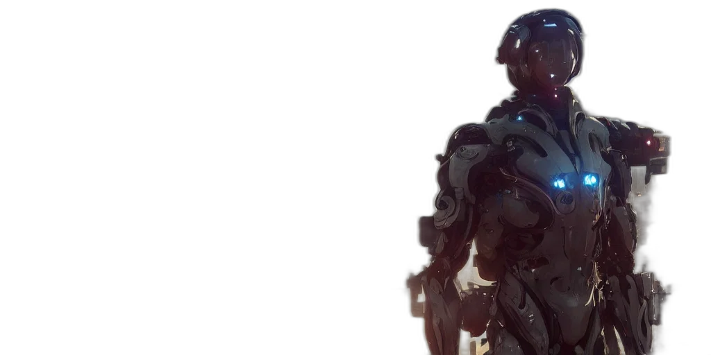 robot, weapon, concept art, 3d render transparent PNG cut-out
