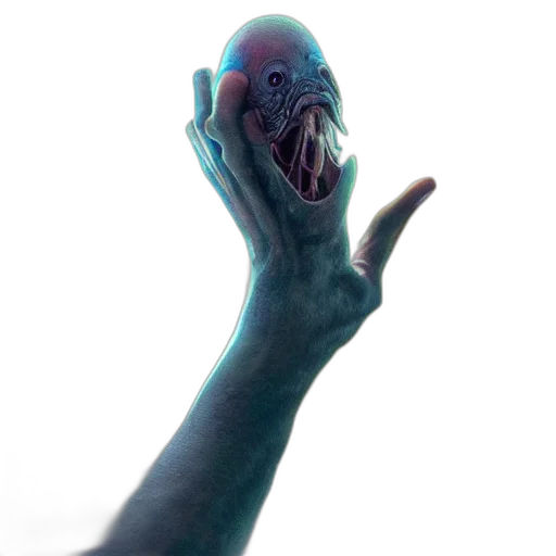 creature, mask, face, staff, 3d render, concept art, photorealistic, fantasy art transparent PNG cut-out