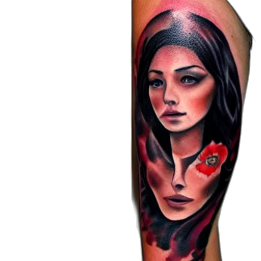 face, photorealistic, fantasy art, comic book art, concept art, fire, red, tattoo transparent PNG cut-out